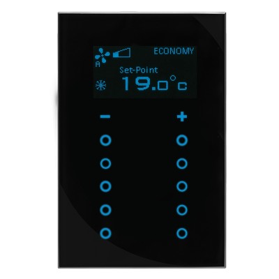 GTS Sense Dokunmatik Termostatlı 10 kanal Anahtar, Kare Siyah